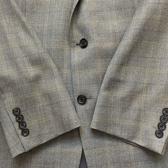 Lauren Ralph Lauren Herringbone Taupe Silk & Wool Sport Coat Blazer 43 Long - Picture 6 of 10